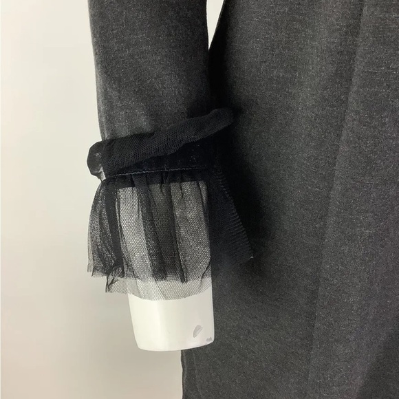 J Crew Sz S Sheath Dress With Tulle Trim Arms Gray Viscose Business Style - Picture 3 of 8